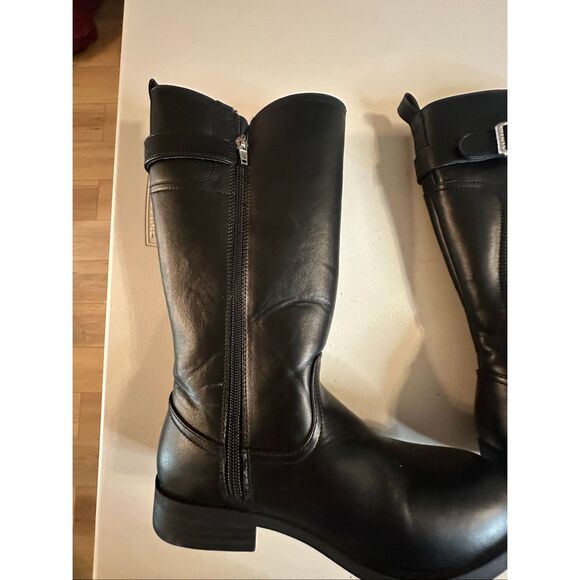 NWOB Tommy Hilfiger Kids Black Faux Leather Vallary Mid-calf Riding Boots Size 3 - Picture 6 of 9